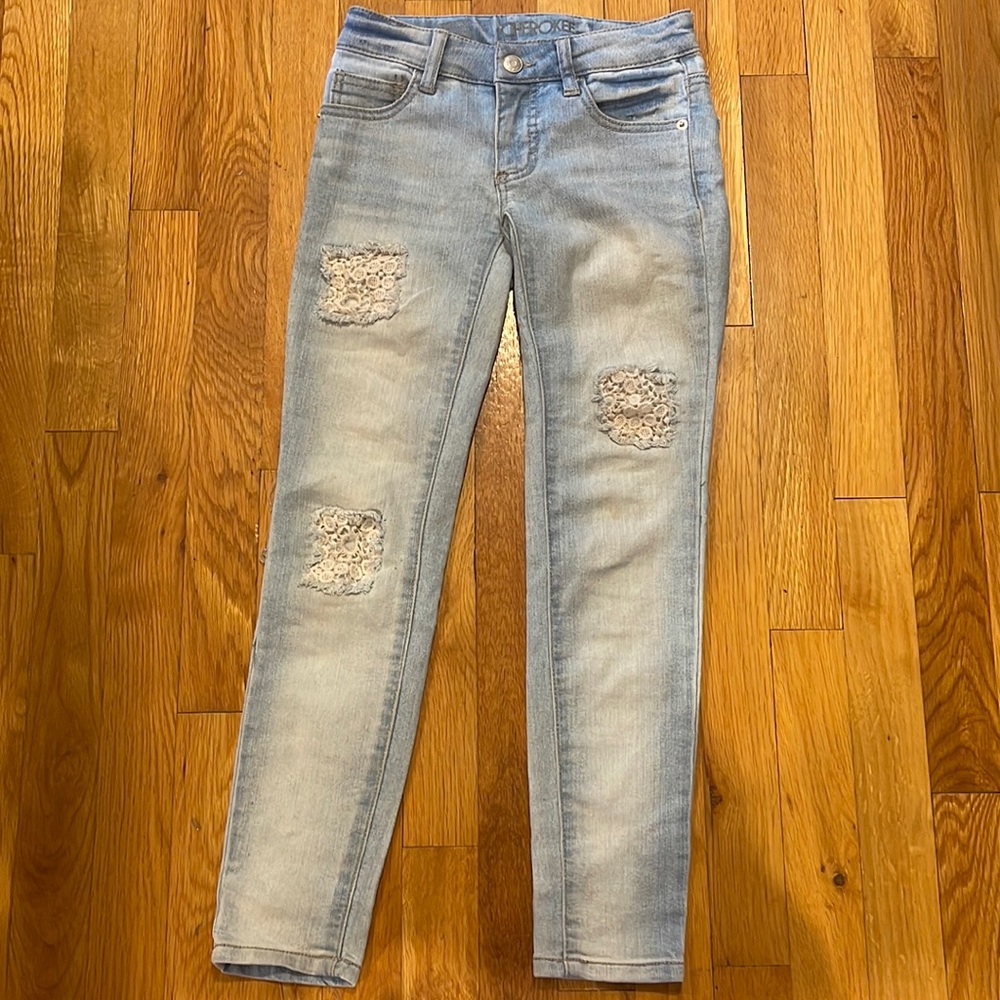 Girls ripped flower design jeans